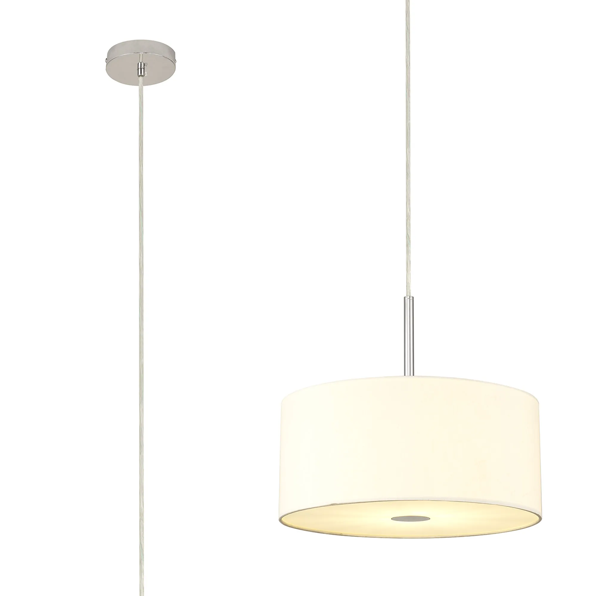 DK0135  Baymont 40cm Pendant 1 Light Polished Chrome, Ivory Pearl, Frosted Diffuser